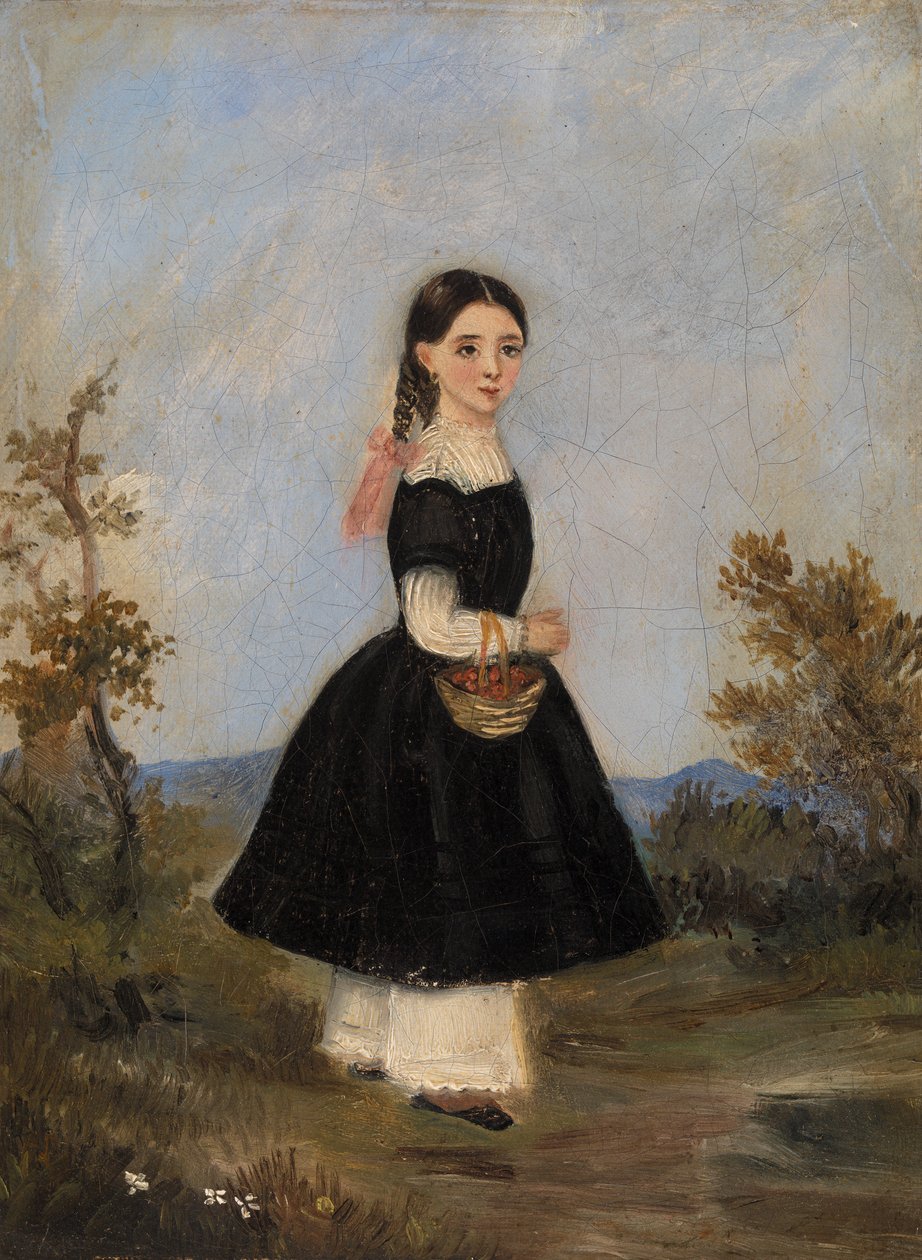 Köylü Kız Manzarada by Unknown artist