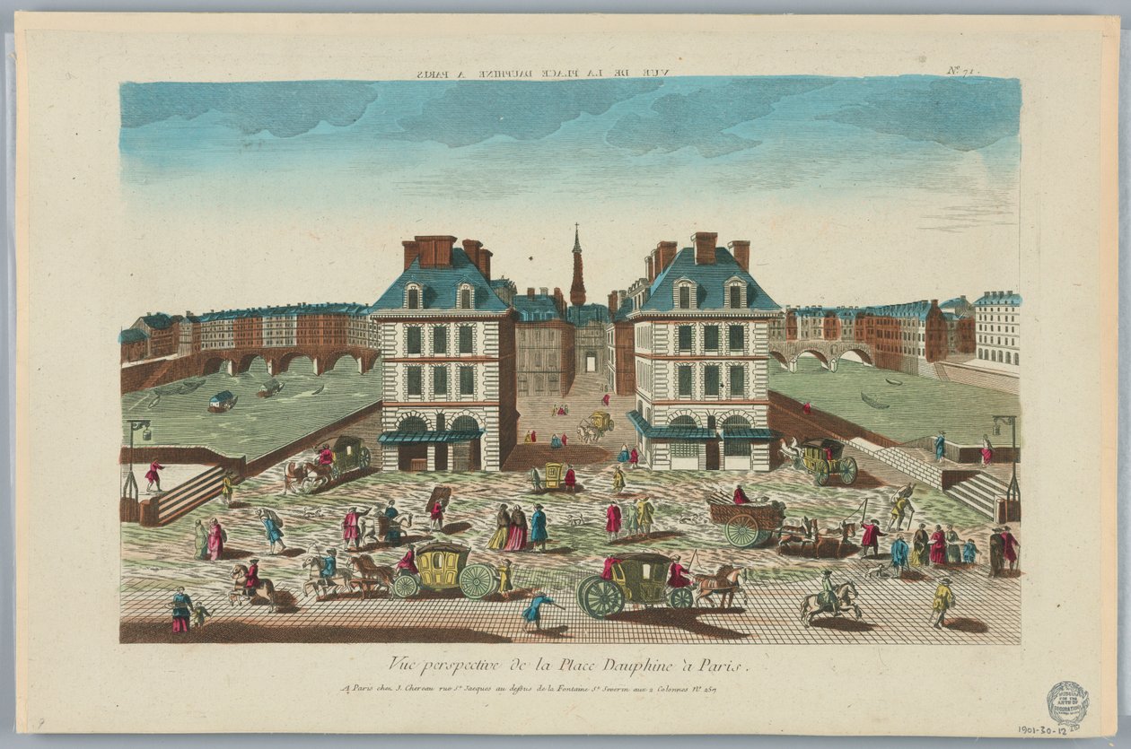 Peep-show, Paris'teki Place Dauphine'in Perspektif Görünümü, No. 71 by Unknown artist