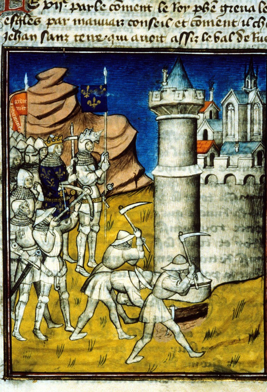 Philip II Auguste (1165-1223) bir Chinon - "" Grandes Chronicles de Saint-Denis "de Minyatür, 14. yüzyılın sonlarında. (ref. 512, 237r) Bibliotheque Municipale de Toulouse