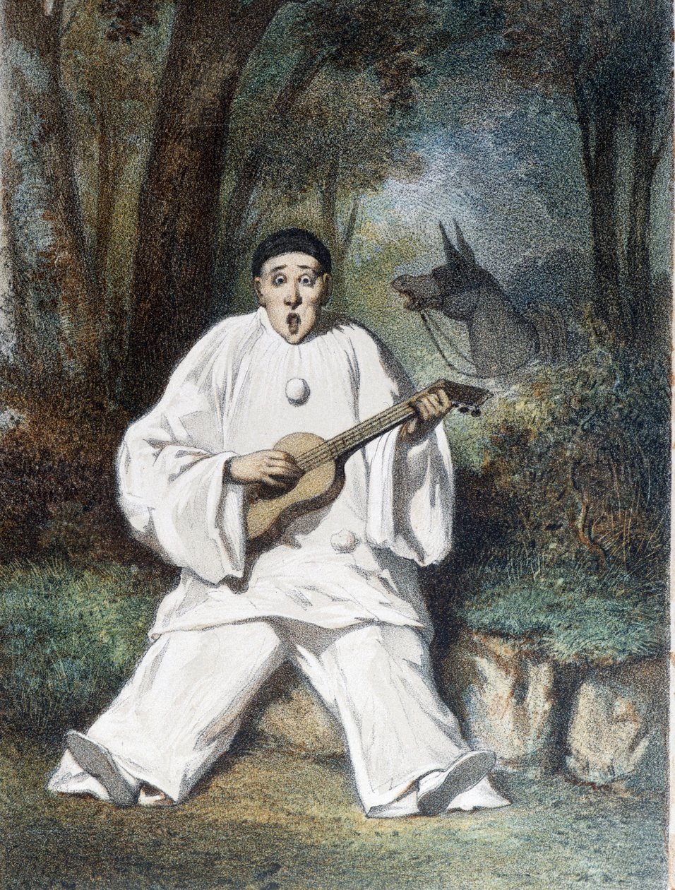 Pierrot gitar çalıyor - n.d., 19. yüzyılın sonlarında by Unknown artist