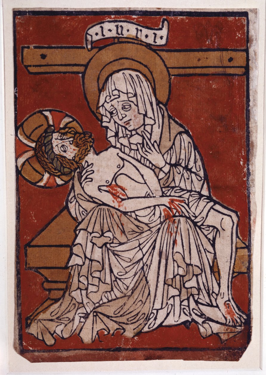 Stift Lambach Manastırı Pietası, 1420-30 civarı (renkli gravür) by Unknown artist