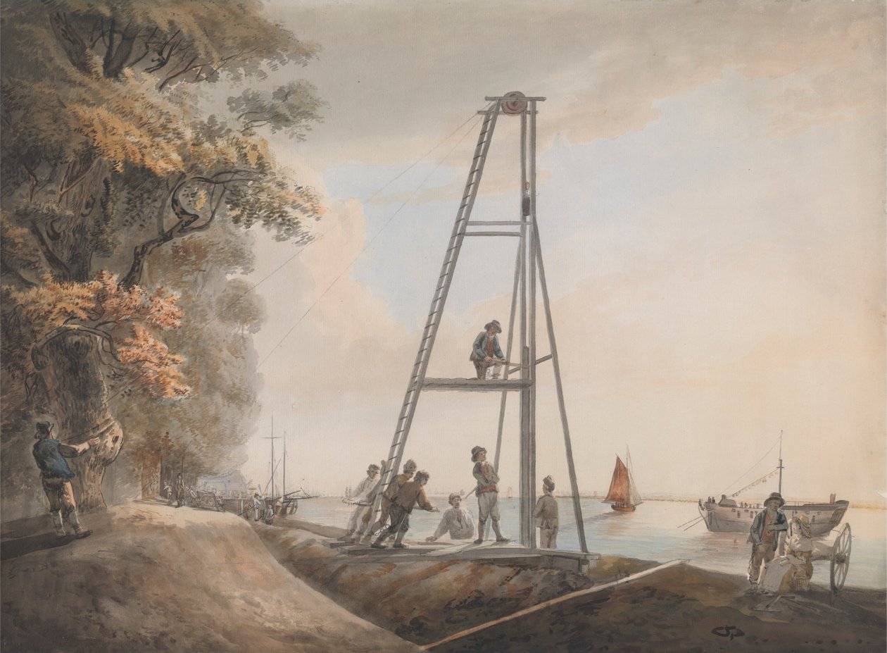 Thames Nehri Kıyılarında Kazık Çakma by Unknown artist