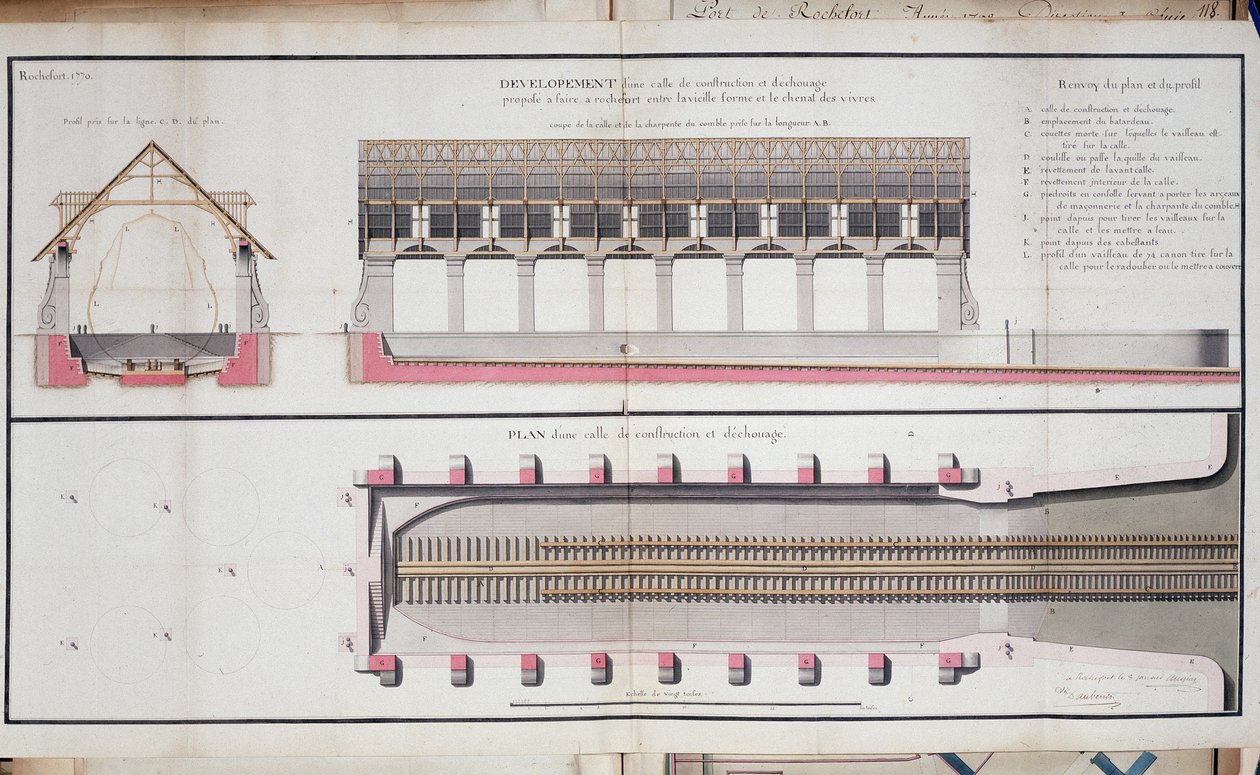 Rochefort limanının bir bina planı ve topraklaması by Unknown artist