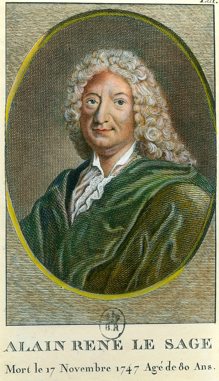 Alain Rene Lesage'nin Portresi (Alain-Rene Le Sage) (1668-1747) Fransız yazar. 18. yüzyılın gravürü. Özel koleksiyon by Unknown artist