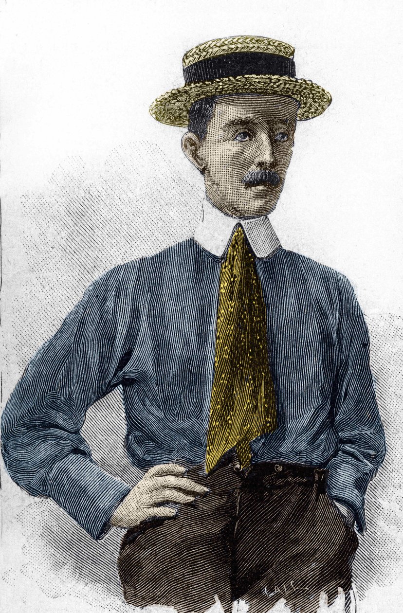 Alberto Santos-Dumont (1873-1932), Brezilyalı havacılık sanatçısı portresi. by Unknown artist