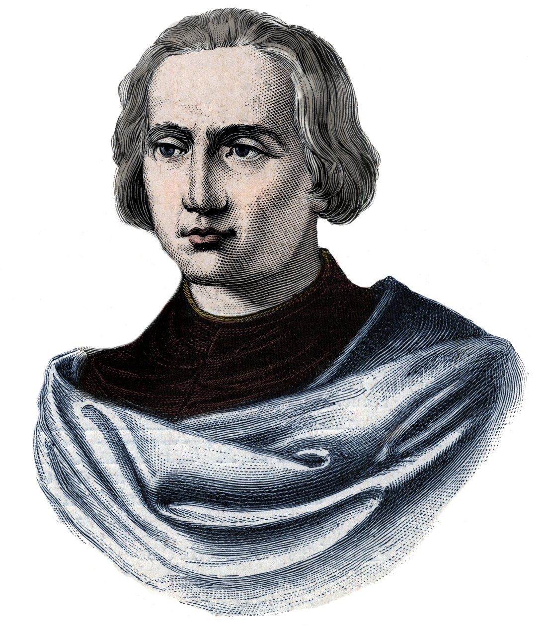 Kristof Kolomb portresi (Christopher Columbus, Cristoforo Colombo, Cristobal Colon) (1451-1506) 19. yüzyılın gravürü by Unknown artist