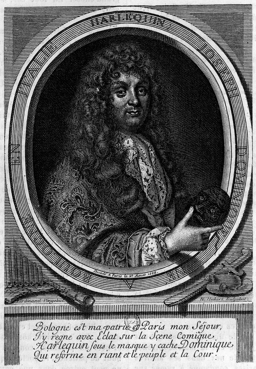 Dominique (Domenico Giuseppe) portresi Biancolelli (1640-1688) oyuncusu, canlandırdığı Harlequin (Arlechino) karakterini yarattı. Mazarin