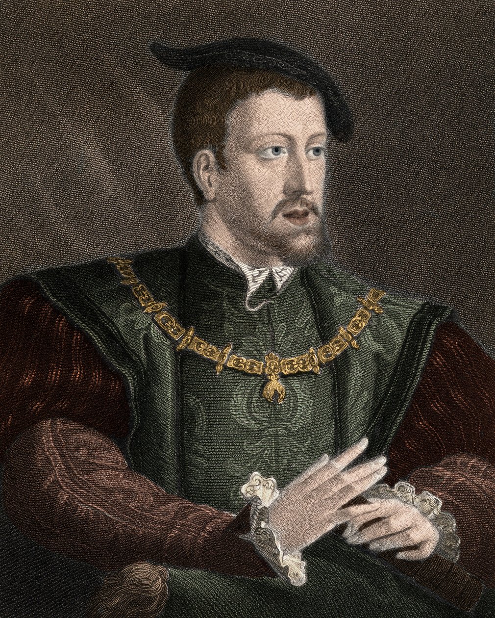 Altın Post Nişanı kolyesi ile İmparator Charles V