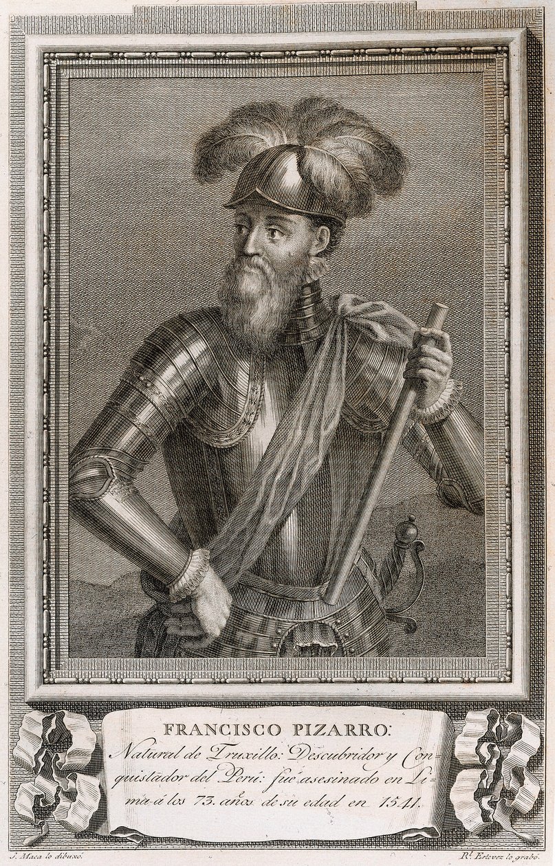 Francisco Pizarro'nun portresi (gravür) by Unknown artist
