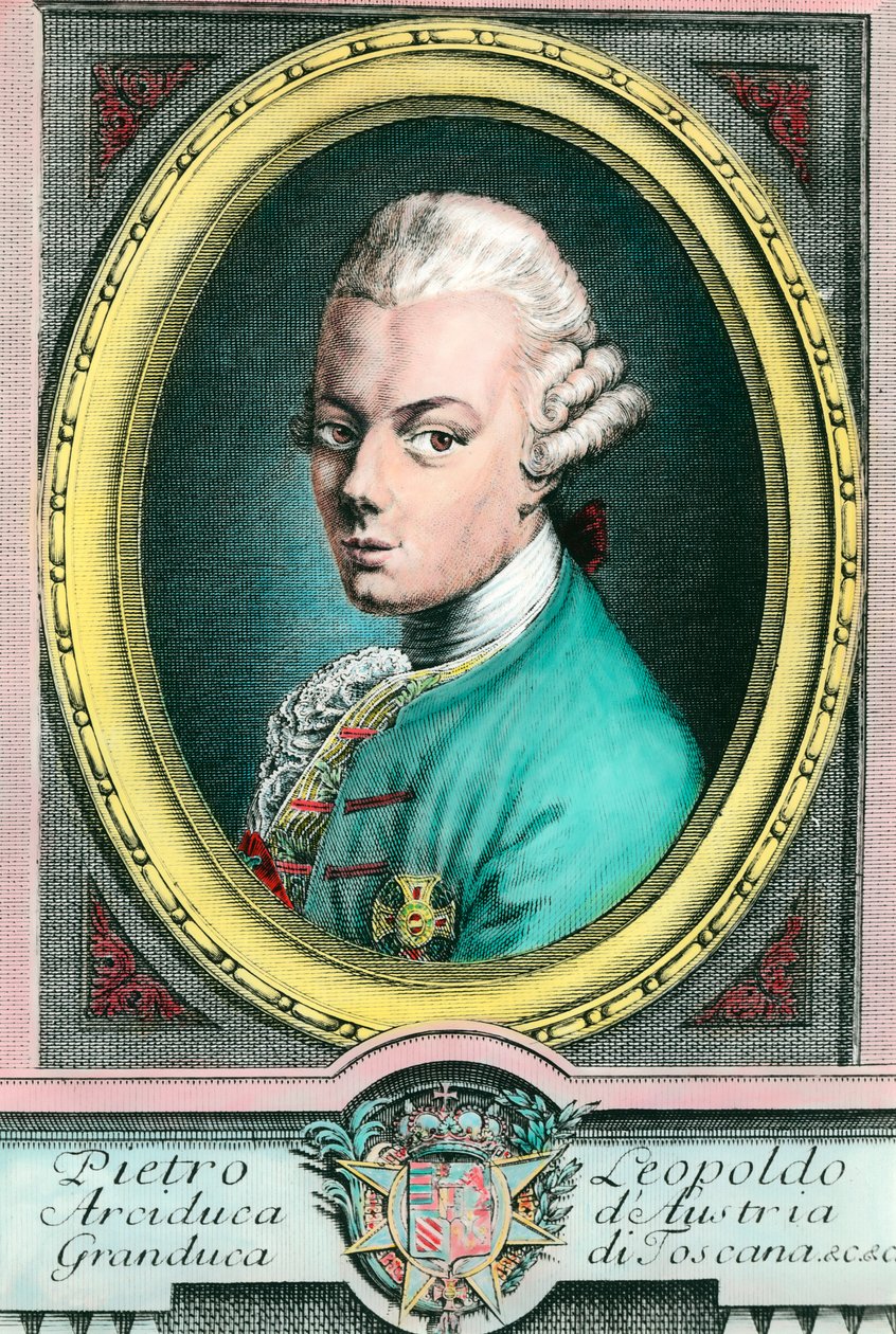 Avusturya Kralı II. Leopold, Toskana Büyük Dükü (1747-1792) portresi. 18. yüzyıl Özel Koleksiyonunun gravürü by Unknown artist