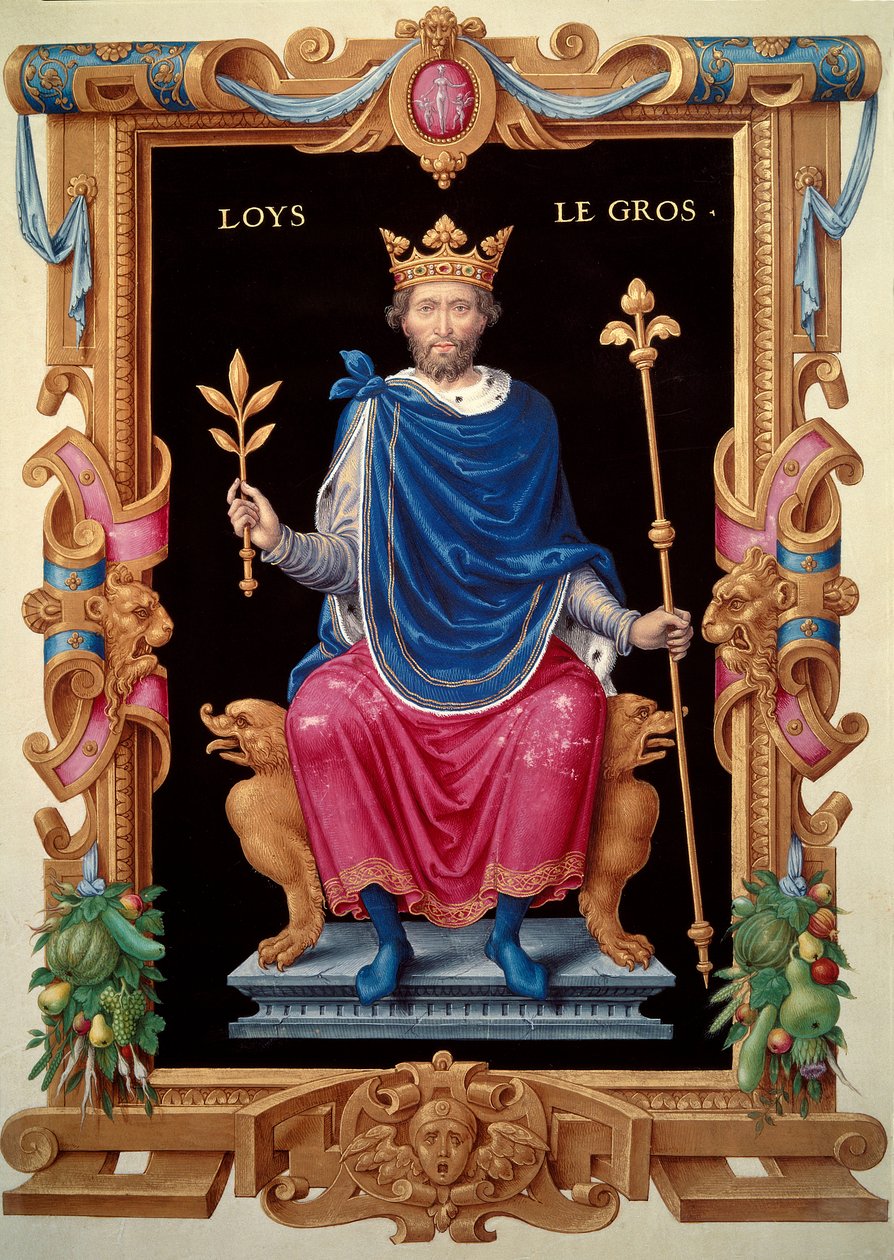 "Gros" (1081-1137) olarak bilinen Louis VI portresi. Minyatür, “Recueil des Kings de France”, Jean du Tillet tarafından, yaklaşık 1555-1566. BN, Paris by Unknown artist