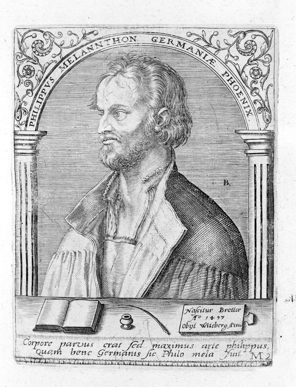 Philipp Melanchton'un (Melanchthon) portresi (1497 - 1560), Alman dini reformcu. Oymak. by Unknown artist