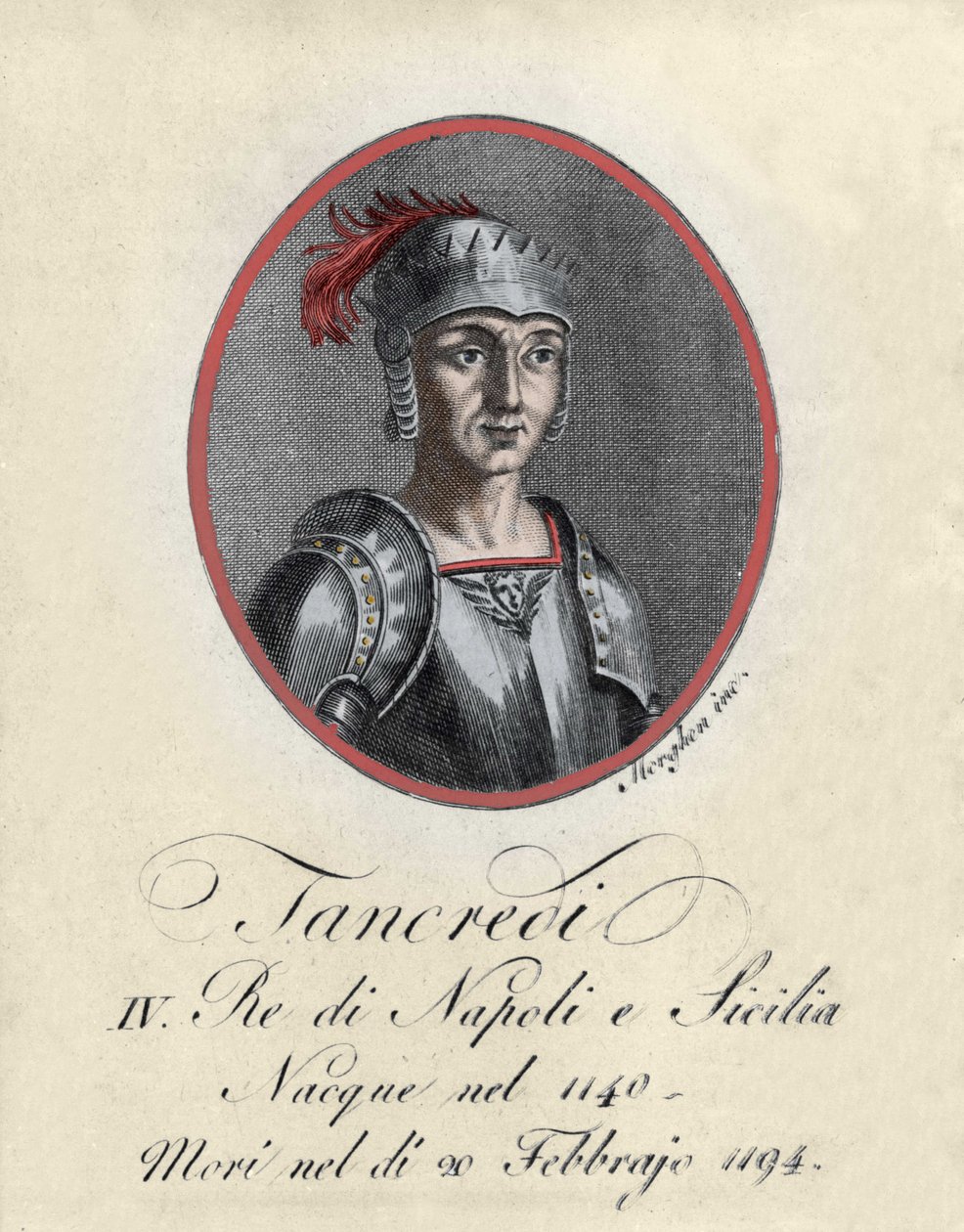 Sicilya ve Napoli kralı Tancrede de Lecce'nin (Tancredi) portresi (1140-1194). by Unknown artist