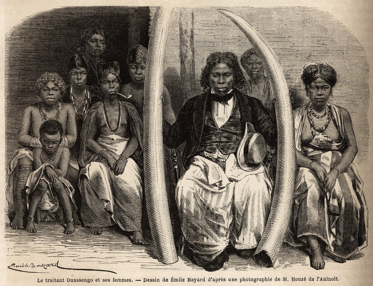 Afrikalı fildişi bir müzakerecinin portresi, eşlerini çevreliyor. Doktor Griffon du Bellay