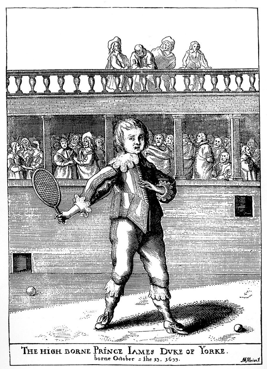 Prens James, York Dükü (1633-1701) palmiye oyunu oynuyor, daha sonra Joseph Strutt tarafından yazılan “İngiltere halkının sporları ve eğlenceleri”nde İngiltere Kralı II. James (James II Stuart) olarak geri döndü. by Unknown artist