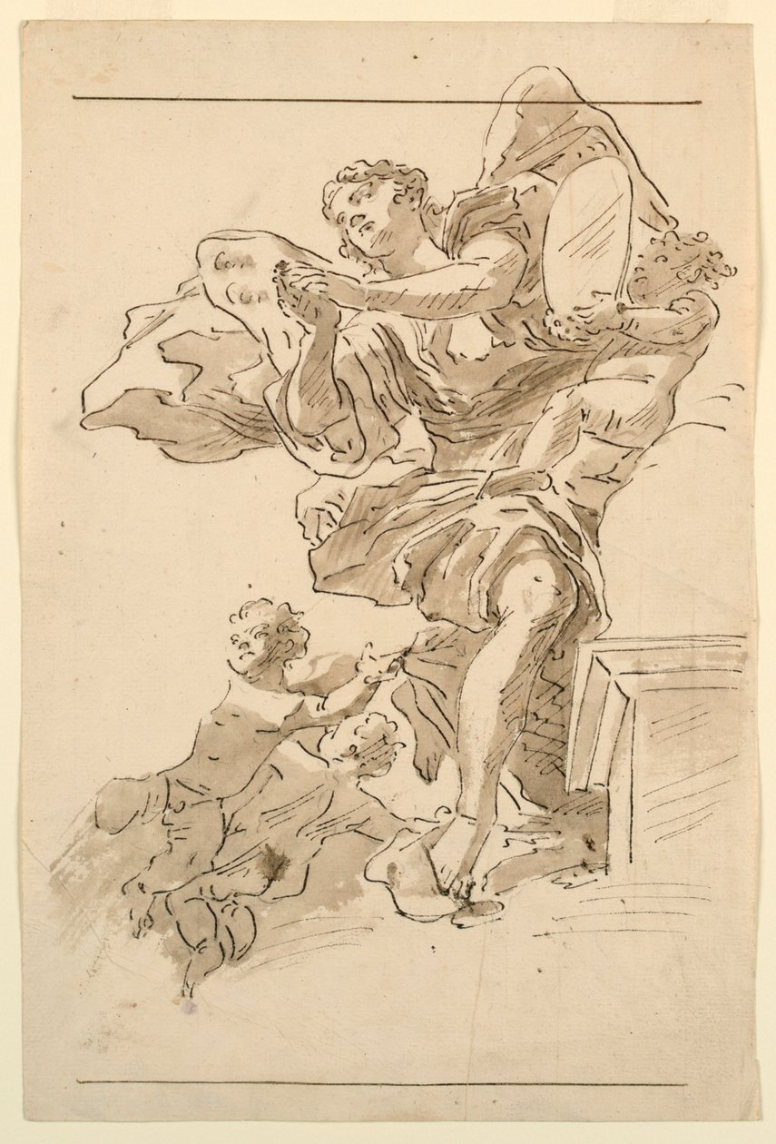 Putti ve Kanatlı Figür by Unknown artist