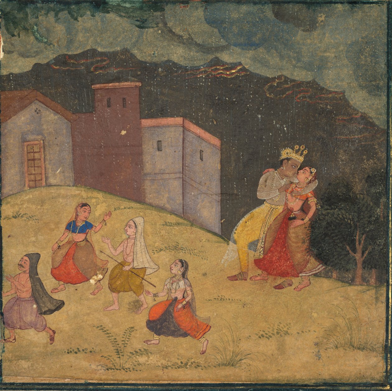 Radha ve Krishna Fırtınaya Yakalandı by Unknown artist