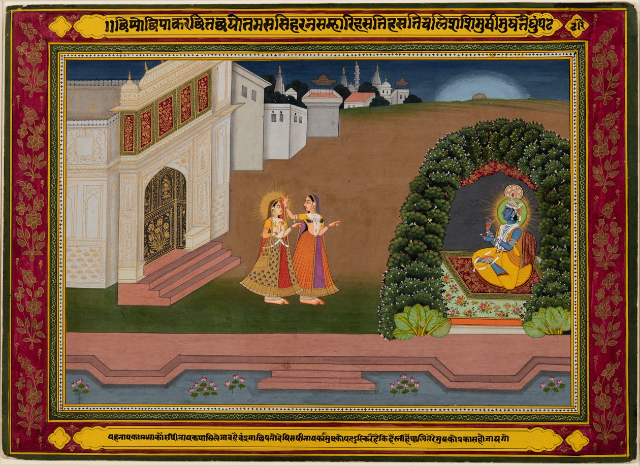 Radha'nın Sırdaşı Bihari Şiirine Dayalı Olarak Onu Krishna'ya Getiriyor (Hint, 1595-1663) by Unknown artist