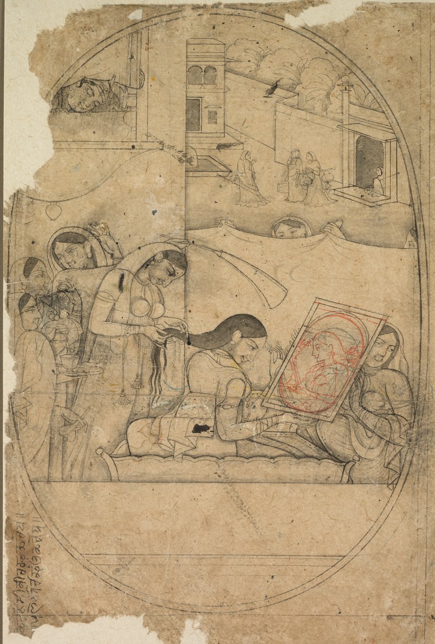 Radha'nın Saçını Giydirmek by Unknown artist