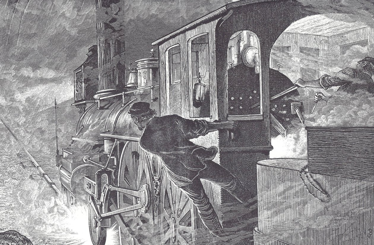 Demiryolu sürücüleri, 19. yüzyılın sonlarında (ahşap oyma) by Unknown artist