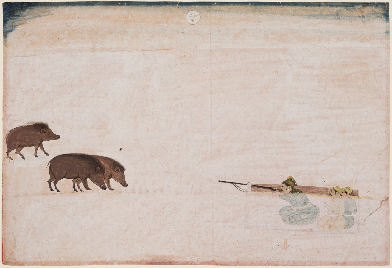 Amberli Raja Ram Chand (r. 1667–88) Yaban Domuzu Avlama by Unknown artist