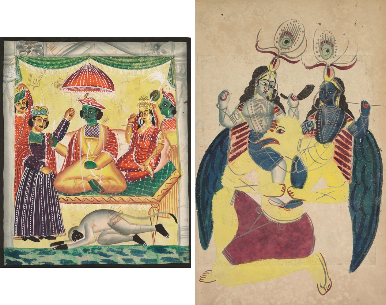 Rama ve Sita (rekto); Garuda Balarama ve Krishna'yı Taşırken (verso) by Unknown artist