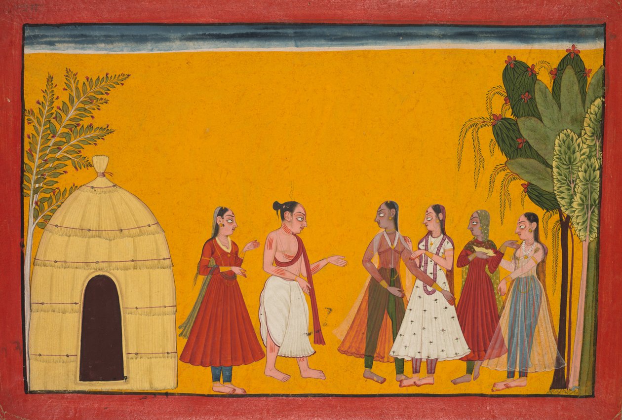 Rama ve Sita'nın Düğün Tarihini Belirlemek İçin Rahibe Götürülmesi; Ramayana'dan bir sayfa (Tanrı Rama'nın Öyküleri) by Unknown artist