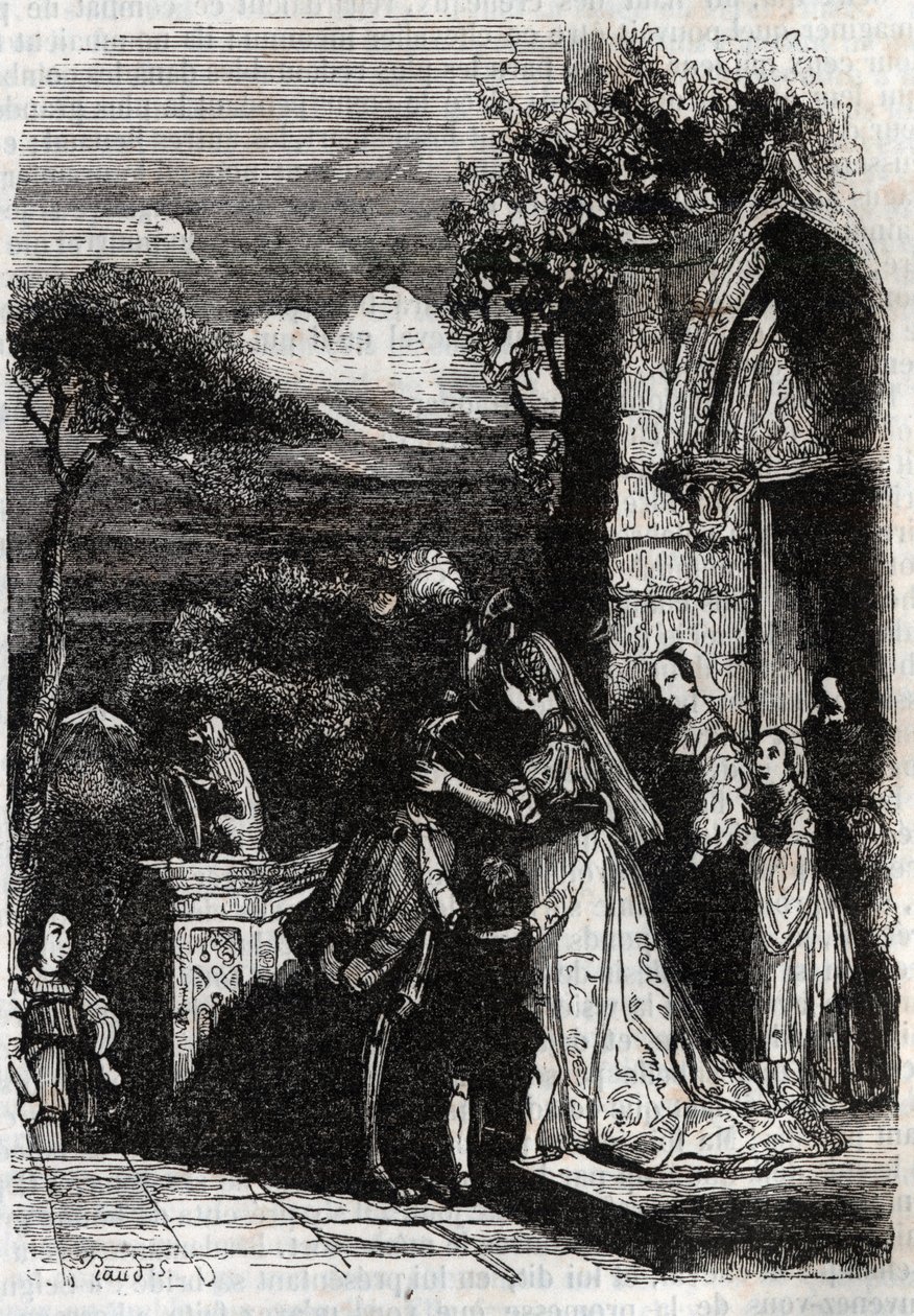 Ailesine dönen Renaud - “Öfkeli Roland”dan 1851 gravürü by Unknown artist