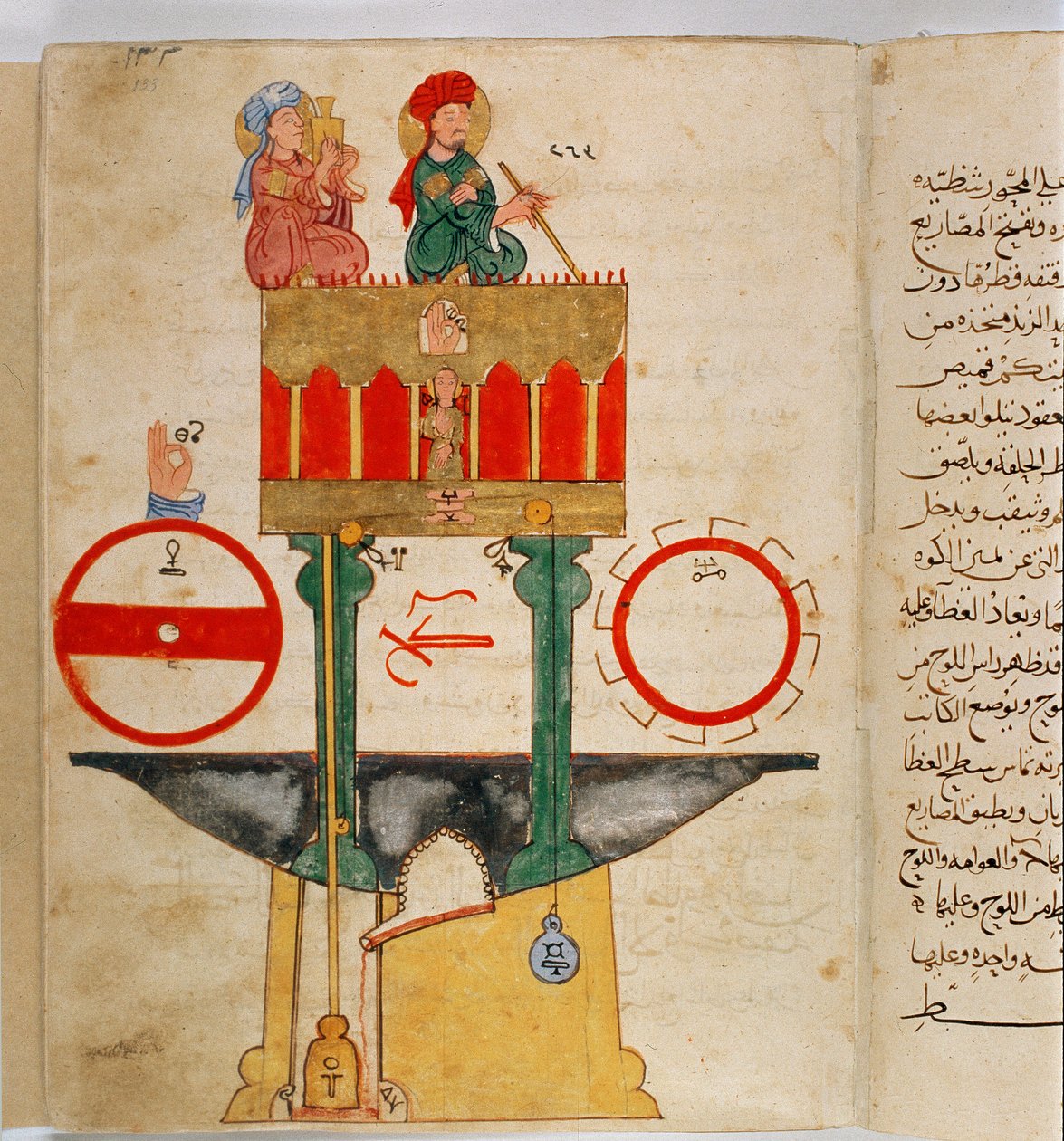 Türk mühendis İbn al-Rajjaj al-Jazari (Al Rajjaj Al Jazari) (1136-1206) tarafından kan miktarını ölçmek için tasarlanan bir aletin temsili Türk mühendis İbn al-Rajjaj al-Jazari (Al Rajjaj Al Jazari) tarafından tasarlanan icat (1136) -1206) 1203 civarında.  by Unknown artist
