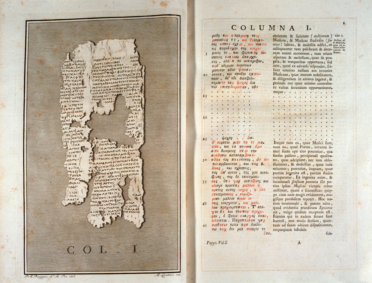 Gadara Philodema Herculanum papirüsünün çoğaltılması (1793) by Unknown artist