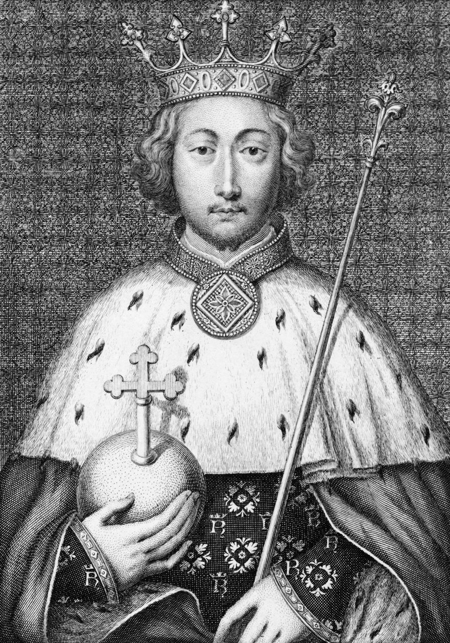 Richard II. (1367 - 1400) İngiltere Kralı. 18. yüzyılın gravürü by Unknown artist
