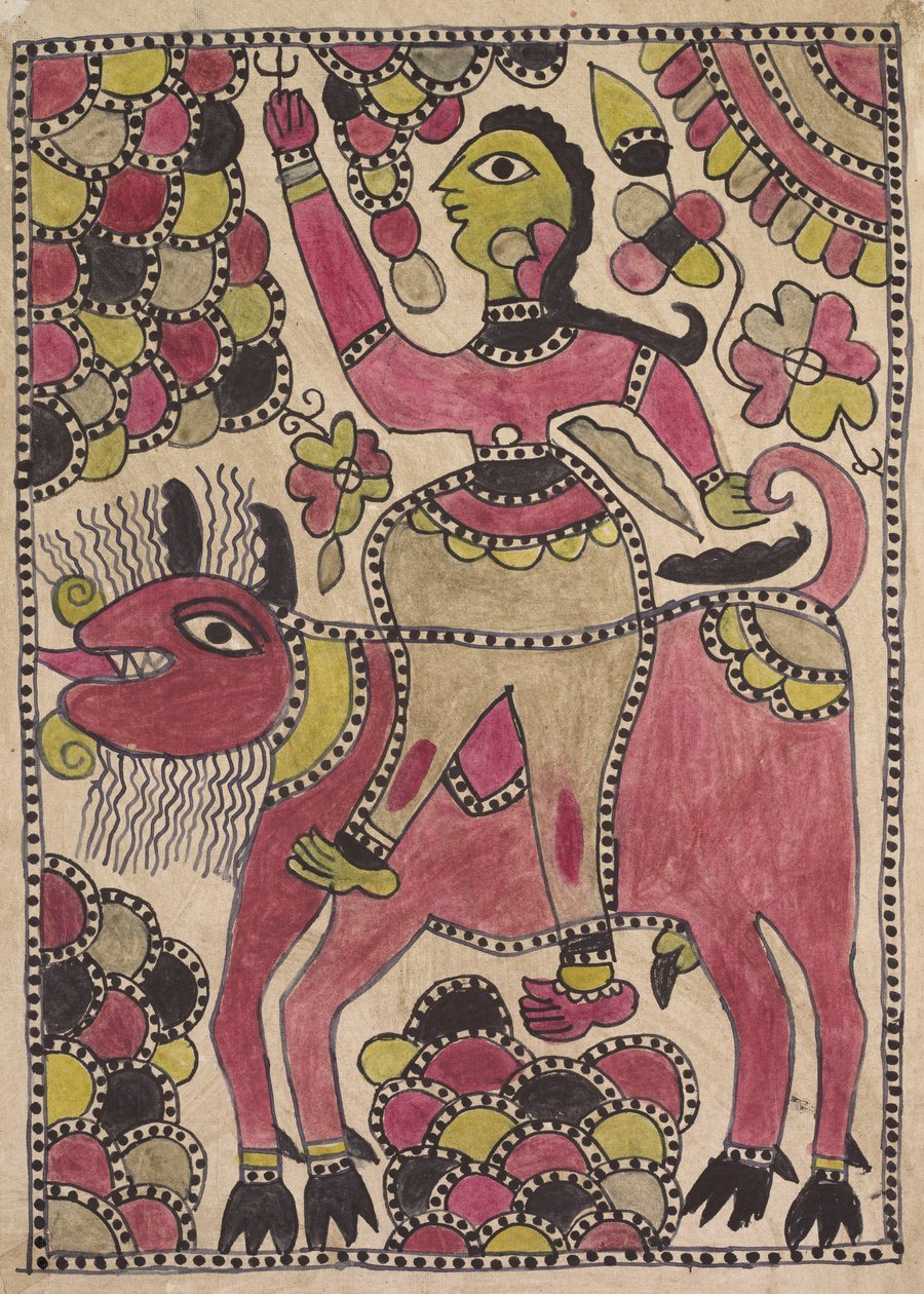 Leylak rengi, harita ve siyah paletli binici ve dört ayaklı sığır yaratığı by Unknown artist