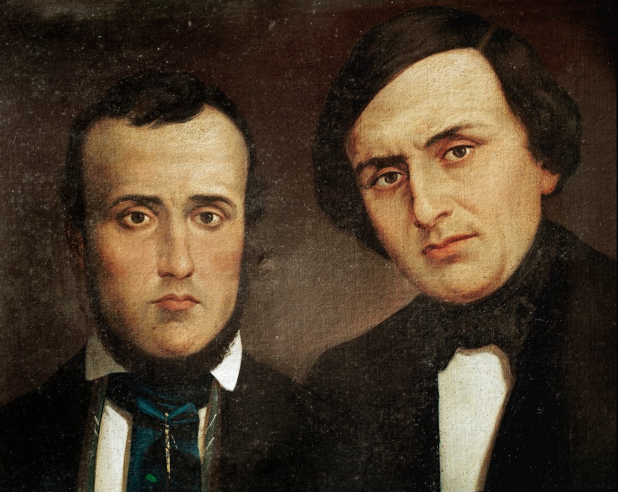 Risorgimento: Attilio Bandiera (1810-1844) ve Emilio Bandiera (1819-1844) kardeşlerin portresi. Anonim resim. 19. yüzyıl Roma, Risorgimento Tarih Enstitüsü by Unknown artist
