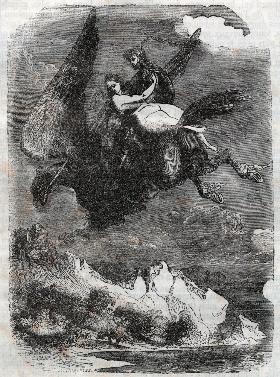 Hippoclaw üzerinde Roger (Ruggero, Ruggiero) ve Angelique (Angelica) - 1851