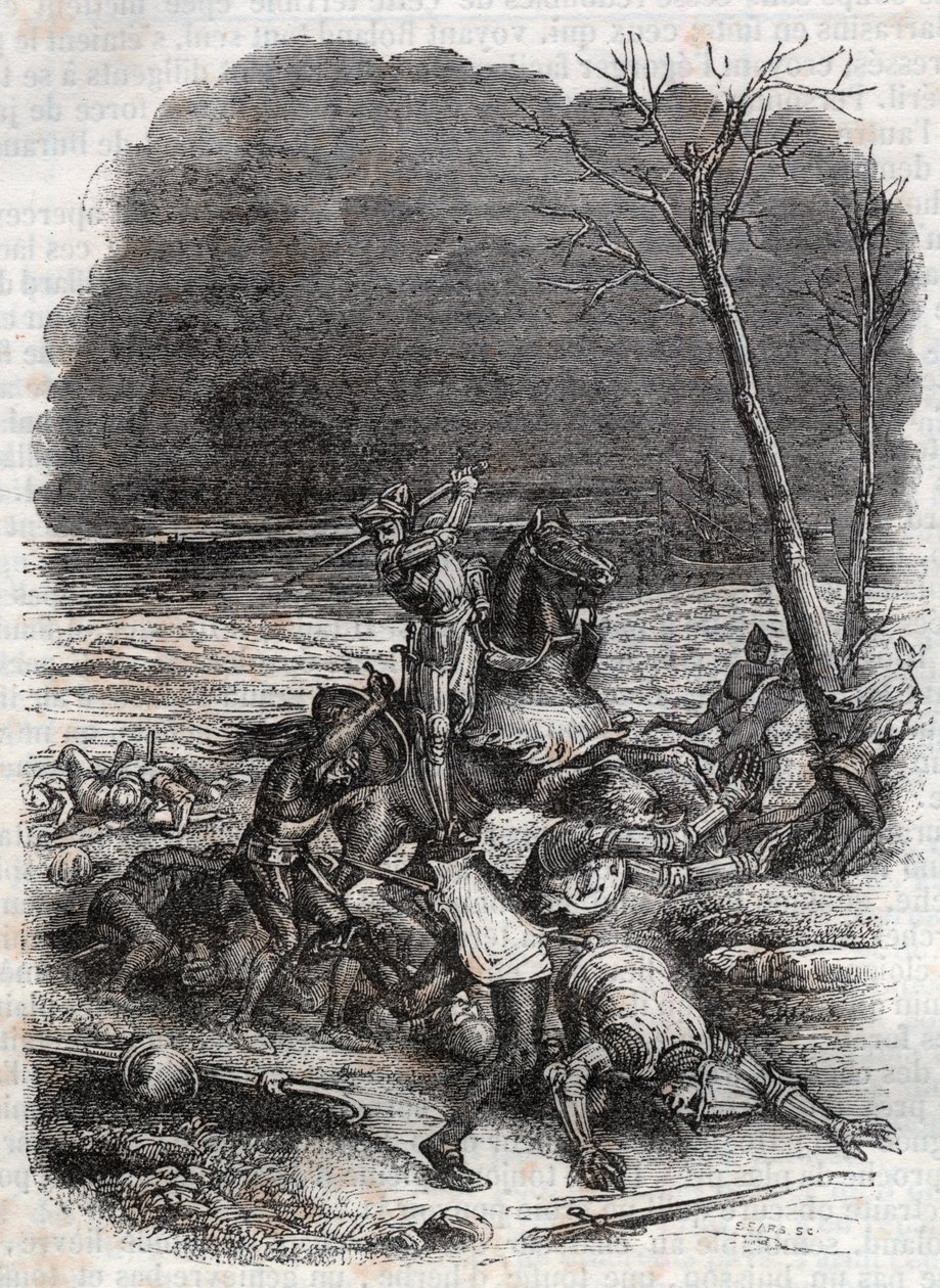 Roland Cymosque halkını katlediyor - “Öfkeli Roland”dan 1851 gravürü by Unknown artist