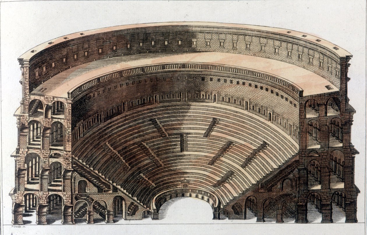Roma Tiyatrosu. 19. yüzyılın başından itibaren gravür. by Unknown artist