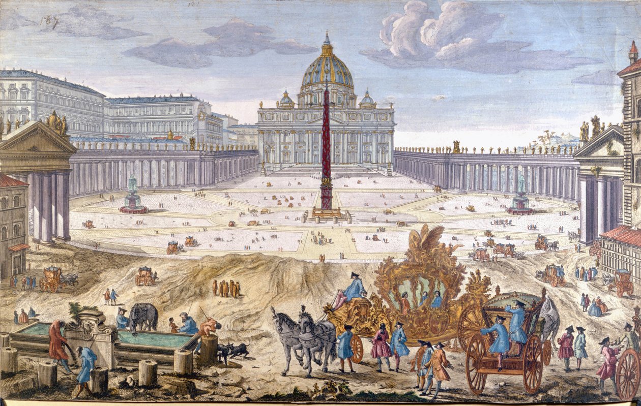 Roma, 18. yüzyılın başında Aziz Petrus Meydanı. by Unknown artist