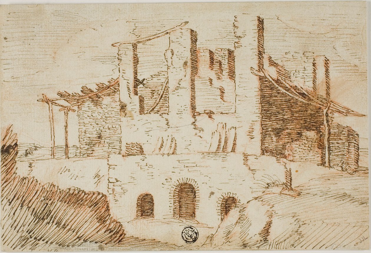 Çiftlik Kulübesi ile Harabeler by Unknown artist