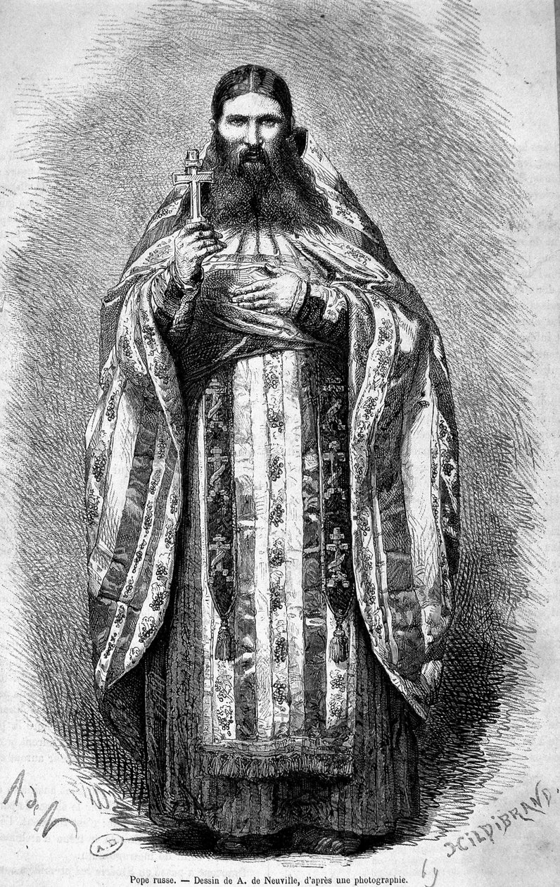 Rus Papa, bir fotoğraftan çizim by Unknown artist