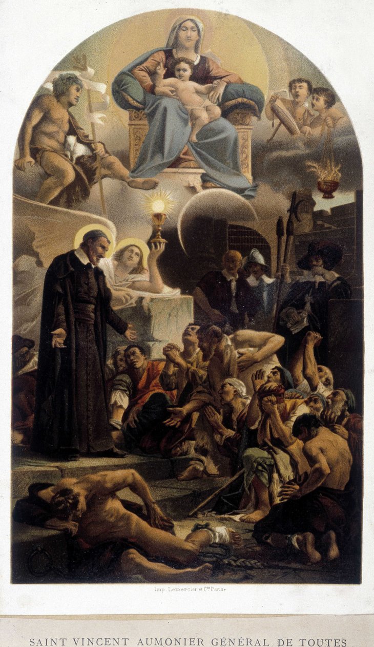 Saint Vincent de Paul yoksulların genel papazı (Bakire ve Çocuk İsa ile birlikte) - ap. by Unknown artist