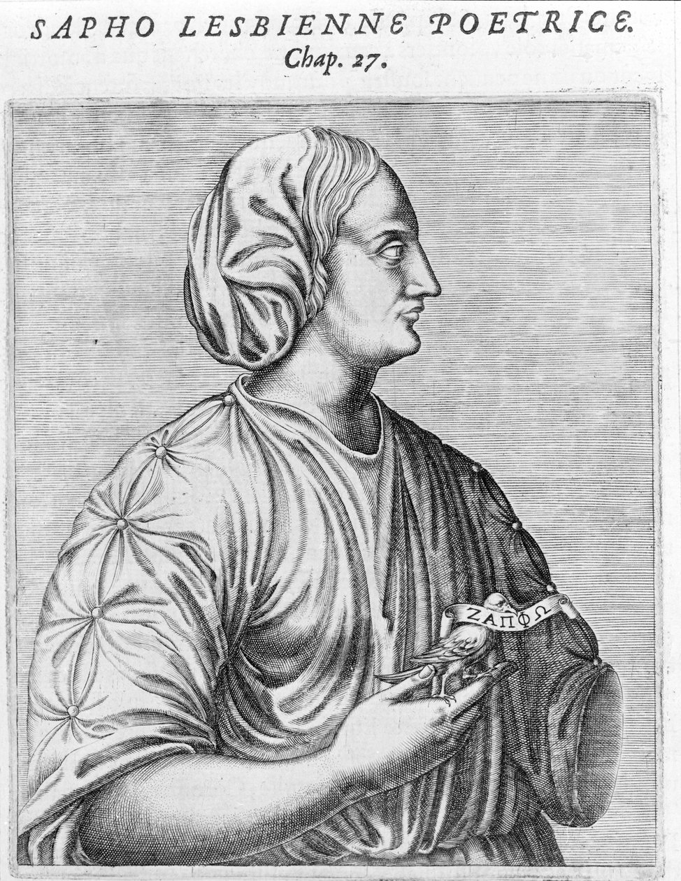 Sapho (Sappho) şair ve lezbiyen. 18. yüzyıl gravürü. by Unknown artist
