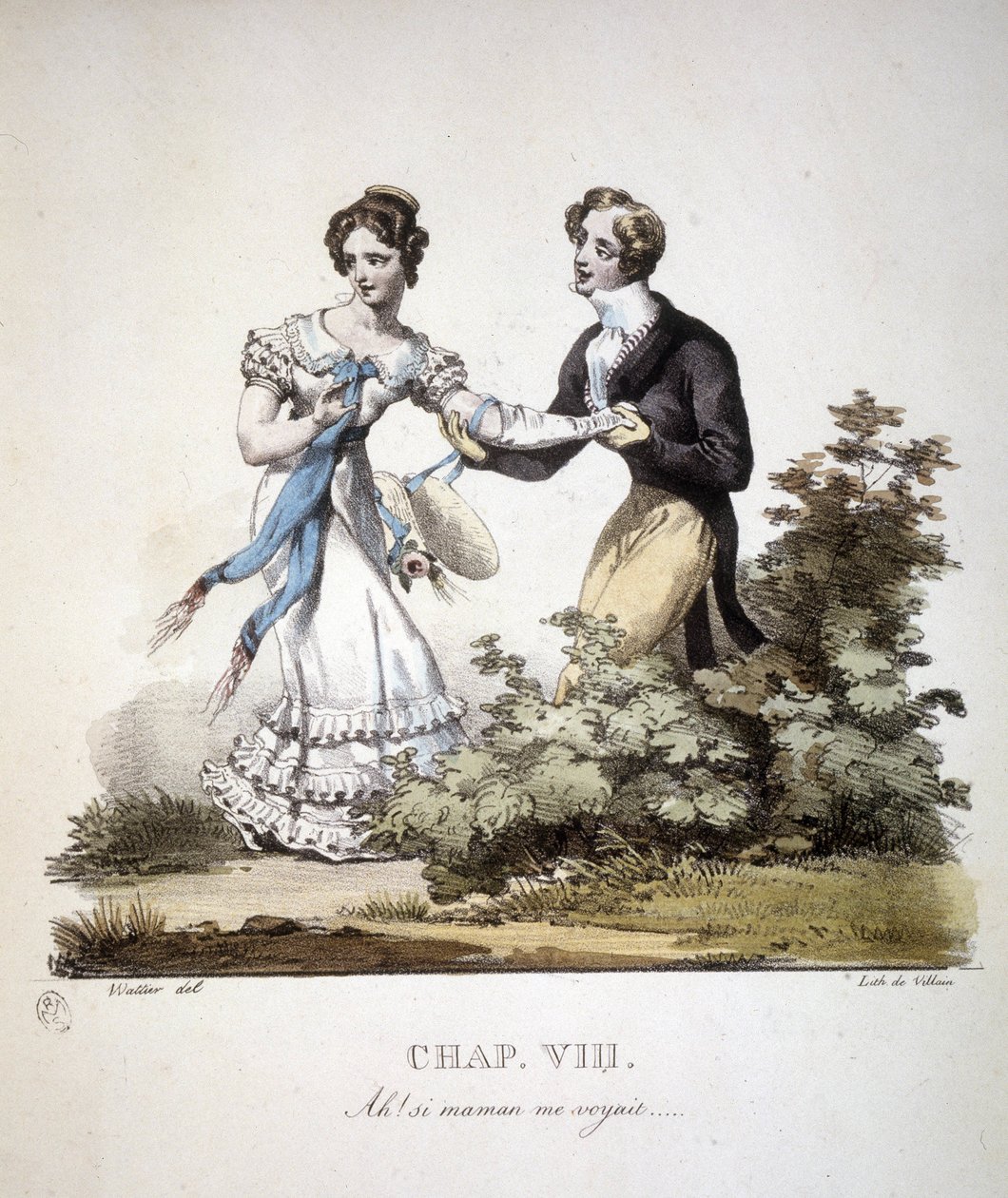 İki genç adam arasındaki nazik aşk sahnesi. 1820. by Unknown artist