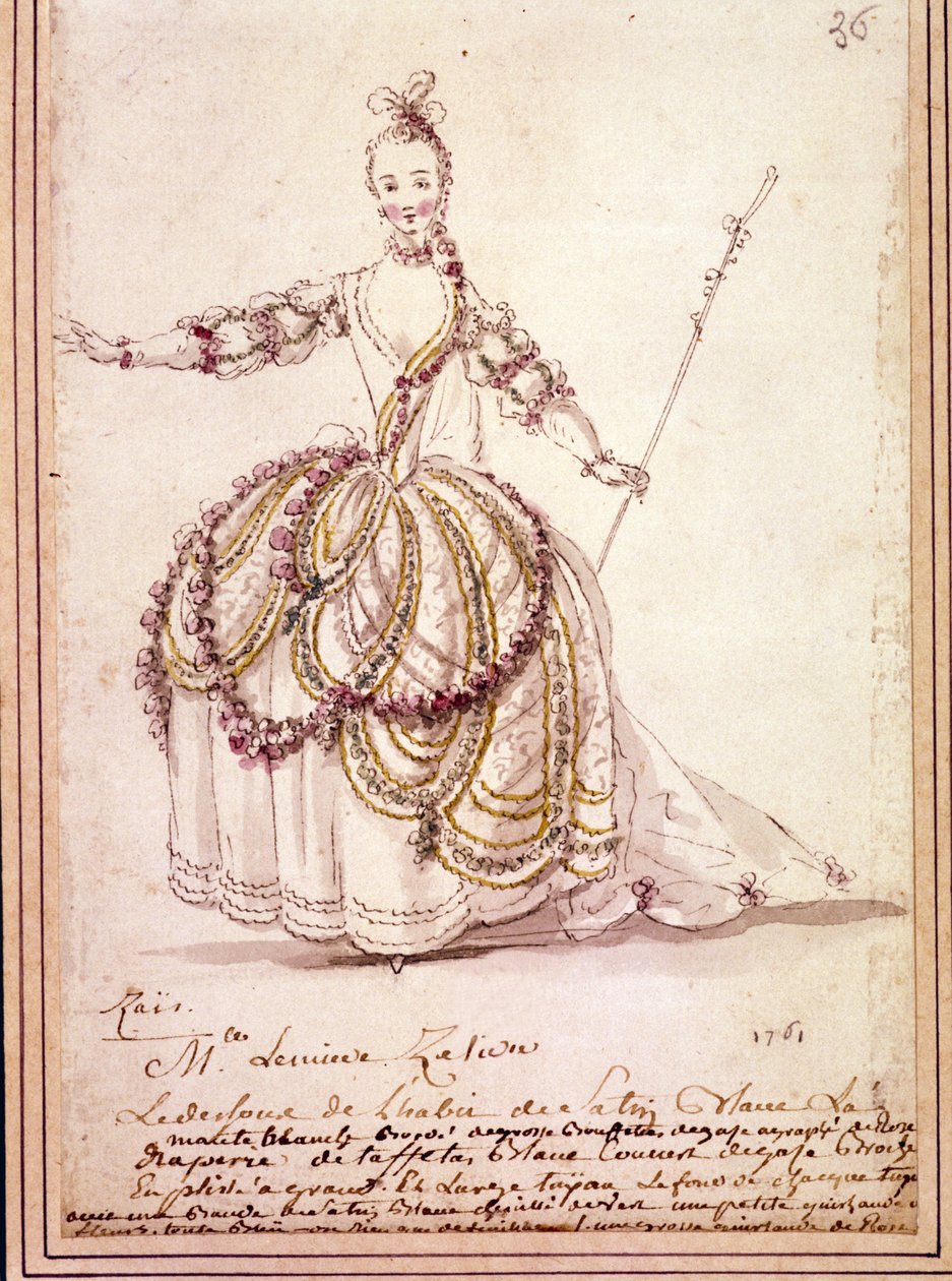 Senaryo: Jean Philippe (Jean-Philippe) Rameau (1683-1764) 1761 tarafından pastoral “” Zais” için kostüm çizimi. Suluboya. by Unknown artist
