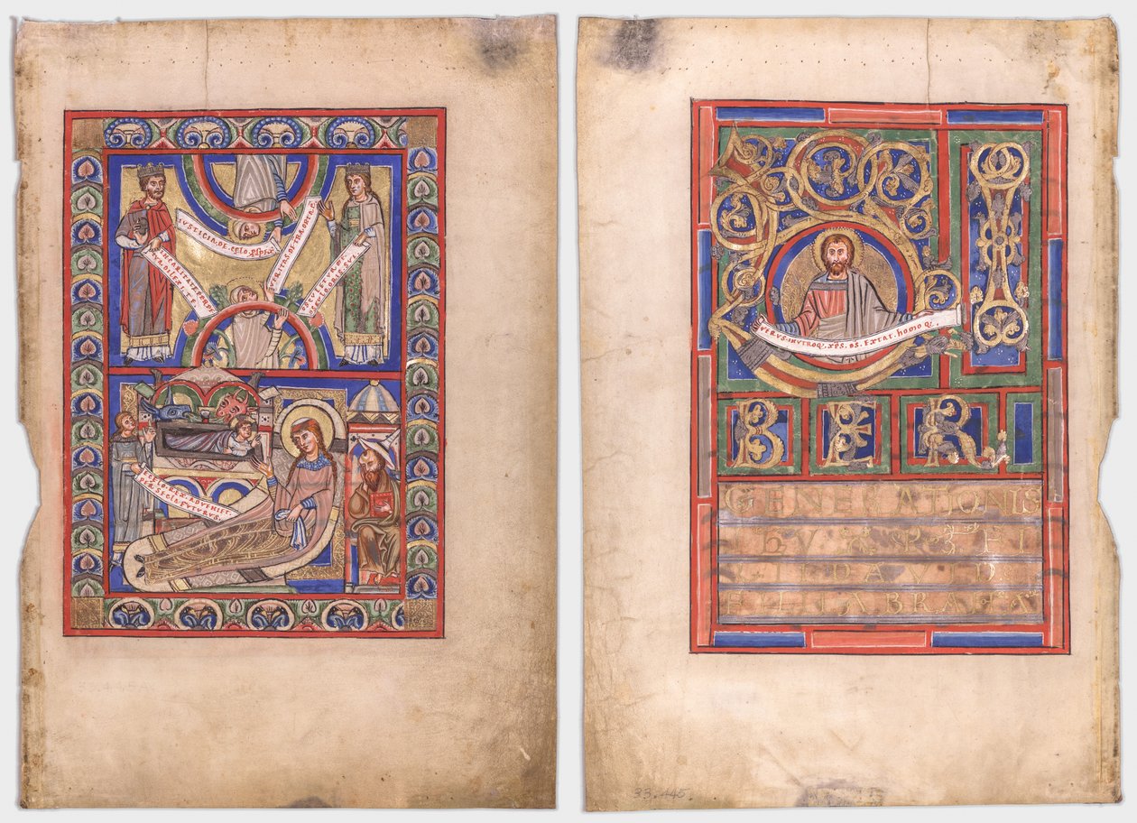 İncil Kitabından Kesilmiş Tek Yaprak: Doğuş (rekto) ve Aziz Matta (verso) by Unknown artist