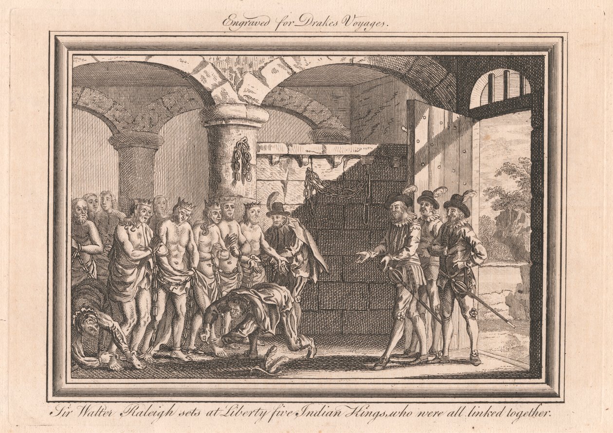 Sir Walter Raleigh, hepsi birbirine bağlı olan Liberty Five Indian Kings'te geçiyor by Unknown artist