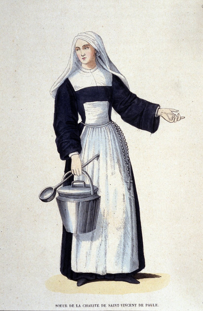 Saint Vincent de Paul Yardım Kuruluşunun kız kardeşi. Dini emirler üzerine bir albümden gravür, Paris by Unknown artist