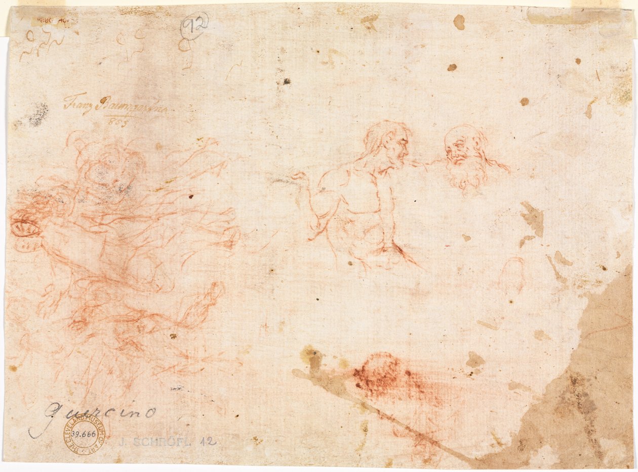 İki Adam ve Diğer Çeşitli Figürlerin Kroki (verso) by Unknown artist