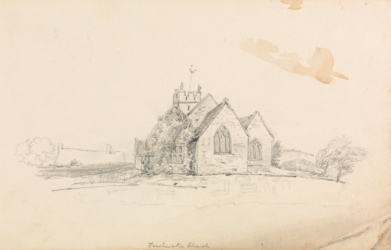 Küçük Bir Kırsal Kilise Taslağı; bir gemi taslağı by Unknown artist