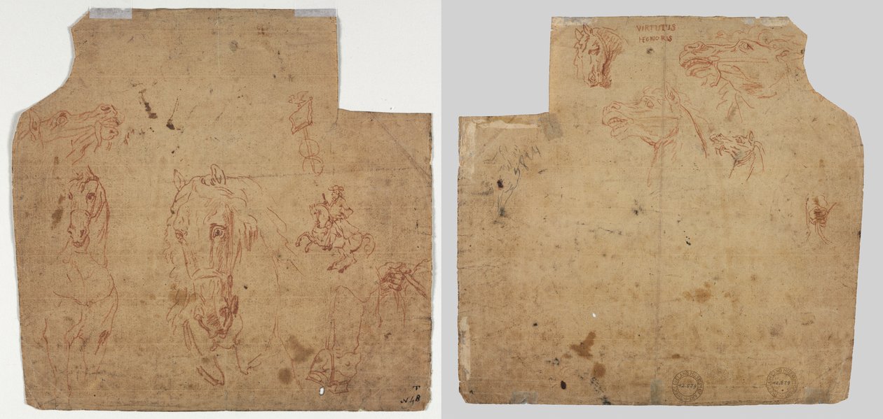 Atlar ve Biniciler Eskizleri (rekto); At Eskizleri (ters) by Unknown artist
