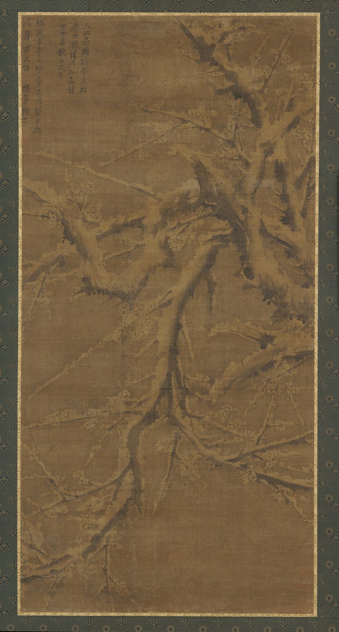 Bir erik ağacının karla kaplı dalları by Unknown artist